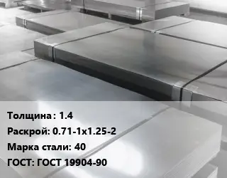 Лист холоднокатаный 1.4 0.71-1х1.25-2 Сталь: 40 ГОСТ: ГОСТ 19904-90